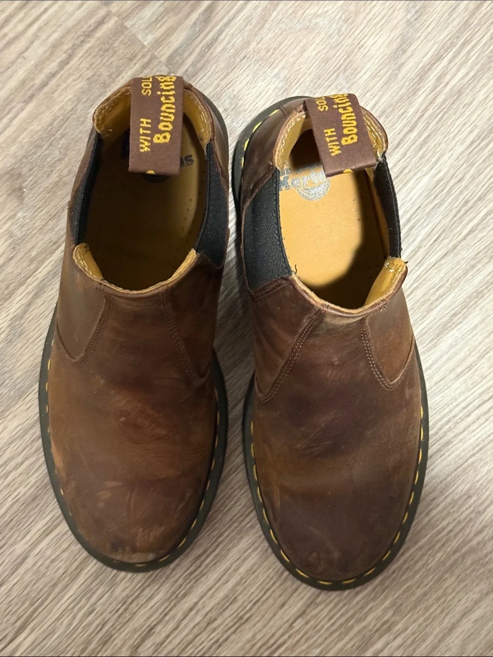 Dr. Martens Brown Leather Chukka Boots with Black Elastic Panels